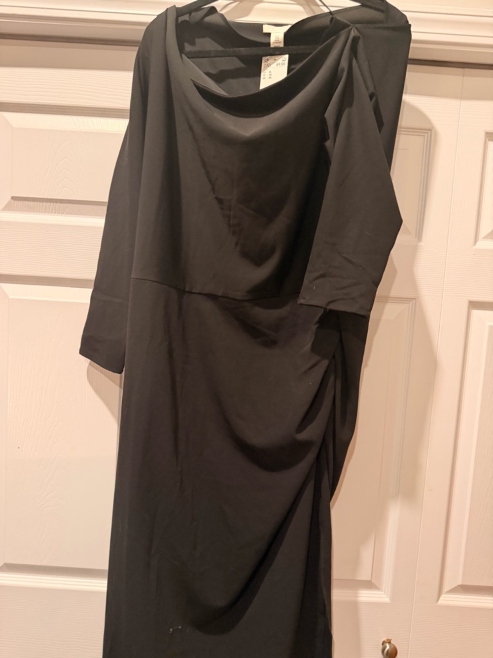 H&M Black Draped Midi Dress